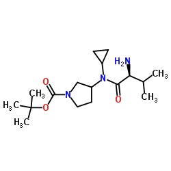 2-Methyl-2-propanyl 3-[cyclopropyl(L-valyl)amino]-1-pyrrolidinecarboxylate结构式