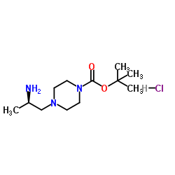 2-Methyl-2-propanyl 4-[(2R)-2-aminopropyl]-1-piperazinecarboxylate hydrochloride (1:1) Structure