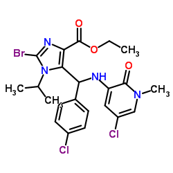 ethyl2-bromo-5-(((5-chloro-1-methyl-2-oxo-1,2-dihydropyridin-3-yl)amino)(4-chlorophenyl)methyl)-1-isopropyl-1H-imidazole-4-carboxylate Structure