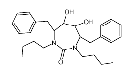 (4R,5S,6S,7R)-4,7-dibenzyl-1,3-dibutyl-5,6-dihydroxy-1,3-diazepan-2-on e结构式