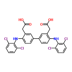 2,2'-{4,4'-Bis[(2,6-dichlorophenyl)amino]-3,3'-biphenyldiyl}diacetic acid结构式