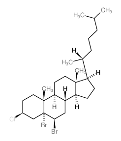 (3S,5R,6R,8S,9S,10R,13R,14S,17R)-5,6-dibromo-3-chloro-10,13-dimethyl-17-[(2R)-6-methylheptan-2-yl]-1,2,3,4,6,7,8,9,11,12,14,15,16,17-tetradecahydrocyclopenta[a]phenanthrene structure