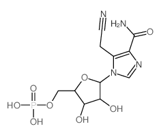 [5-[4-carbamoyl-5-(cyanomethyl)imidazol-1-yl]-3,4-dihydroxy-oxolan-2-yl]methoxyphosphonic acid Structure