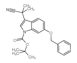 1H-Indole-1-carboxylic acid, 3-(1-cyano-1-methylethyl)-6-(phenylmethoxy)-, 1,1-dimethylethyl ester structure