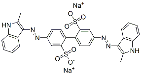 4,4'-Bis[(2-methyl-1H-indol-3-yl)azo]-1,1'-biphenyl-2,2'-disulfonic acid disodium salt structure