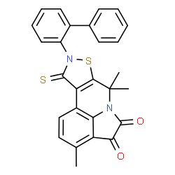 9-[1,1'-biphenyl]-2-yl-3,7,7-trimethyl-10-thioxo-9,10-dihydro-7H-isothiazolo[5,4-c]pyrrolo[3,2,1-ij]quinoline-4,5-dione structure