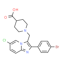 1-[2-(4-BROMOPHENYL)-6-CHLOROIMIDAZO[1,2-A]PYRIDIN-3-YLMETHYL]PIPERIDINE-4-CARBOXYLICACID结构式