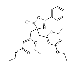 diethyl 4,4'-(5-oxo-2-phenyl-4,5-dihydrooxazole-4,4-diyl)(2Z,2'Z)-bis(3-ethoxybut-2-enoate)结构式