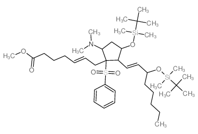 methyl (E)-7-[1-(benzenesulfonyl)-5-dimethylamino-3-(dimethyl-tert-butyl-silyl)oxy-2-[(E)-3-(dimethyl-tert-butyl-silyl)oxyoct-1-enyl]cyclopentyl]hept-5-enoate structure