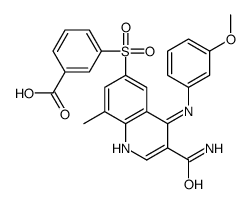 3-(3-carbamoyl-4-(3-Methoxyphenylamino)-8-Methylquinolin-6-ylsulfonyl)benzoic acid structure