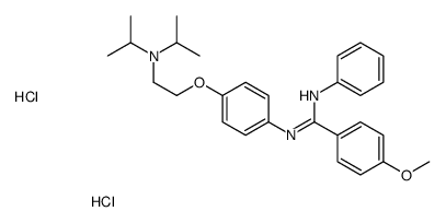 2-[4-[anilino-(4-methoxyphenyl)methylidene]azaniumylphenoxy]ethyl-dipr opan-2-yl-azanium dichloride Structure