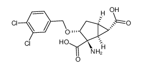 (1S,2R,3R,5R,6S)-2-amino-3-(3,4-dichlorobenzyloxy)bicyclo[3.1.0]hexane-2,6-dicarboxylic acid结构式