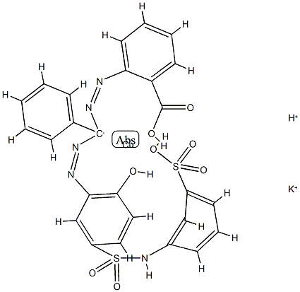 potassium hydrogen [2-[[α-[[2-hydroxy-5-[(3-sulphoanilino)sulphonyl]phenyl]azo]benzyl]azo]benzoato(4-)]cuprate(2-)结构式