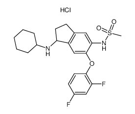 N-[1-Cyclohexylamino-6-(2,4-difluorophenoxy)-5-indanyl]methanesulfonamide, hydrochloride Structure