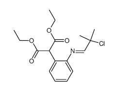 2-{2-[2-Chloro-2-methyl-prop-(E)-ylideneamino]-phenyl}-malonic acid diethyl ester Structure