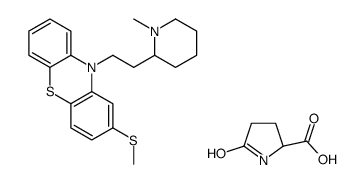 5-oxo-L-proline, compound with 10-[2-(1-methyl-2-piperidyl)ethyl]-2-(methylthio)-10H-phenothiazine (1:1)结构式