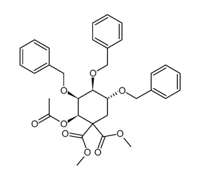 dimethyl (2R,3R,4S,5R)-2-acetoxy-3,4,5-tris(benzyloxy)cyclohexane-1,1-dicarboxylate结构式