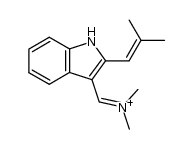 N-methyl-N-((2-(2-methylprop-1-en-1-yl)-1H-indol-3-yl)methylene)methanaminium结构式