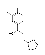 3-(1,3-dioxolan-2-yl)-1-(4-fluoro-3-methylphenyl)propan-1-ol结构式