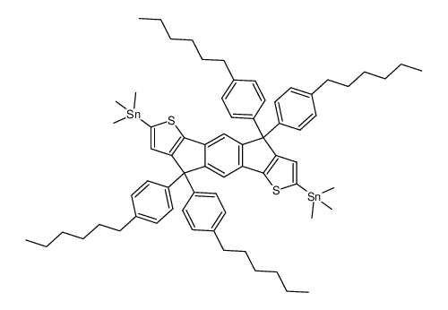 (4,4,9,9-四(4-己基苯基)-4,9-二氢-s-苯并二茚并[1,2-b:5,6-b']二噻吩-2,7-二基)双(三甲基锡烷)结构式