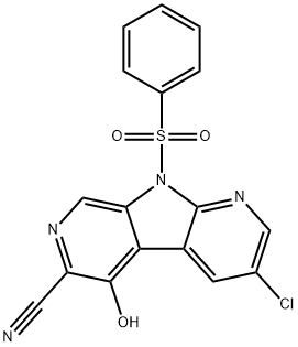 9H-Pyrrolo[2,3-b:5,4-c']dipyridine-6-carbonitrile, 3-chloro-5-hydroxy-9-(phenylsulfonyl)- picture