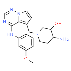 4-aMino-1-((4-(3-MethoxyphenylaMino)pyrrolo[1,2-f][1,2,4]triazin-5-yl)Methyl)piperidin-3-ol Structure