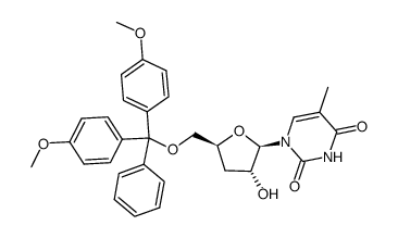 3'-deoxy-5'-O-dimethoxytrityl-5-methyluridine结构式