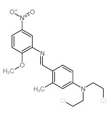 Benzenamine,N,N-bis(2-chloroethyl)-4-[[(2-methoxy-5-nitrophenyl)imino]methyl]-3-methyl- Structure