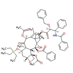 (2α,5β,7β,10β,13α)-4,10-Diacetoxy-13-{[(2R,3S)-3-(benzoylamino)-2-(benzyloxy)-3-phenylpropanoyl]oxy}-1-hydroxy-9-oxo-7-[(triethylsilyl)oxy]-5,20-epoxytax-11-en-2-yl benzoate结构式