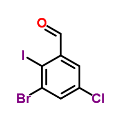 3-Bromo-5-chloro-2-iodobenzaldehyde结构式