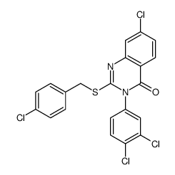 7-chloro-2-[(4-chlorophenyl)methylsulfanyl]-3-(3,4-dichlorophenyl)quinazolin-4-one Structure