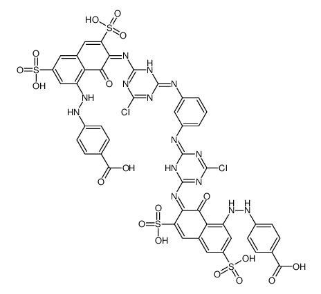 p,p'-[m-phenylenebis[imino(6-chloro-1,3,5-triazine-2,4-diyl)imino(8-hydroxy-3,6-disulpho-1,7-naphthylene)azo]]dibenzoic acid structure