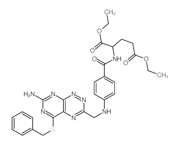 L-Glutamic acid,N-[4-[[[7-amino-5-[(phenylmethyl)thio]pyrimido[5,4-e]-1,2,4-triazin-3-yl]methyl]amino]benzoyl]-,diethyl ester (9CI) Structure