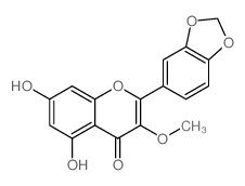 2-(1,3-benzodioxol-5-yl)-5,7-dihydroxy-3-methoxychromen-4-one结构式