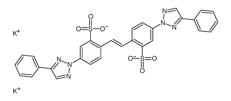 dipotassium 4,4'-bis(4-phenyl-2H-1,2,3-triazol-2-yl)stilbene-2,2'-disulphonate structure