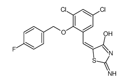 (5Z)-2-amino-5-[[3,5-dichloro-2-[(4-fluorophenyl)methoxy]phenyl]methylidene]-1,3-thiazol-4-one Structure