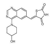 5-{[4-(4-hydroxypiperidin-1-yl)quinazolin-6-yl]methylene}-1,3-thiazolidine-2,4-dione Structure