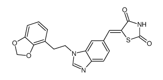5-({1-[2-(1,3-benzodioxol-4-yl)ethyl]-1H-benzimidazol-6-yl}methylene)-1,3-thiazolidine-2,4-dione Structure