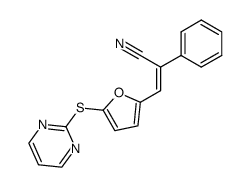 2-phenyl-3-(5-pyrimidin-2-ylsulfanyl-furan-2-yl)-acrylonitrile结构式