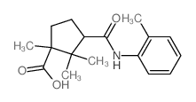 1,2,2-trimethyl-3-[(2-methylphenyl)carbamoyl]cyclopentane-1-carboxylic acid structure