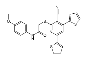 2-(3-cyano-4,6-dithiophen-2-ylpyridin-2-yl)sulfanyl-N-(4-methoxyphenyl)acetamide结构式