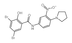 3,5-dibromo-2-hydroxy-N-(3-nitro-4-pyrrolidin-1-yl-phenyl)benzamide picture