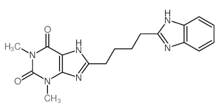 8-[4-(1H-benzoimidazol-2-yl)butyl]-1,3-dimethyl-7H-purine-2,6-dione structure
