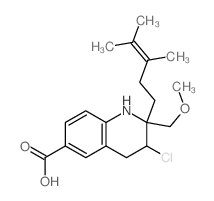 6-Quinolinecarboxylicacid,3-chloro-2-(3,4-dimethyl-3-penten-1-yl)-1,2,3,4-tetrahydro-2-(methoxymethyl)-,(2R,3R)- Structure