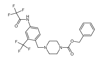 4-[4-(2,2,2-trifluoro-acetylamino)-2-trifluoromethyl-benzyl]-piperazine-1-carboxylic acid benzyl ester结构式