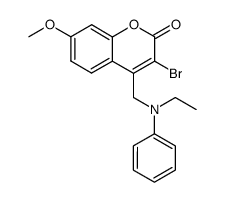 3-bromo-4-(N-ethyl-N-phenylaminomethyl)-7-methoxycoumarin结构式