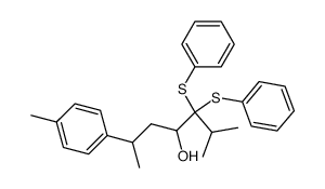 2-methyl-6-(p-tolyl)-3,3-bisphenylthioheptan-4-ol结构式