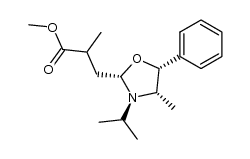 methyl 3-((2S,4S,5R)-3-isopropyl-4-methyl-5-phenyloxazolidin-2-yl)-2-methylpropanoate结构式
