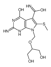 2-amino-7-(1,3-dihydroxypropan-2-yloxymethyl)-6-methylsulfanyl-4-oxo-1H-pyrrolo[2,3-d]pyrimidine-5-carboxamide Structure