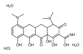 (4S,4aS,5aR,12aR)-4,7-bis(dimethylamino)-1,10,11,12a-tetrahydroxy-3,12-dioxo-4a,5,5a,6-tetrahydro-4H-tetracene-2-carboxamide,dihydrate,hydrochloride结构式